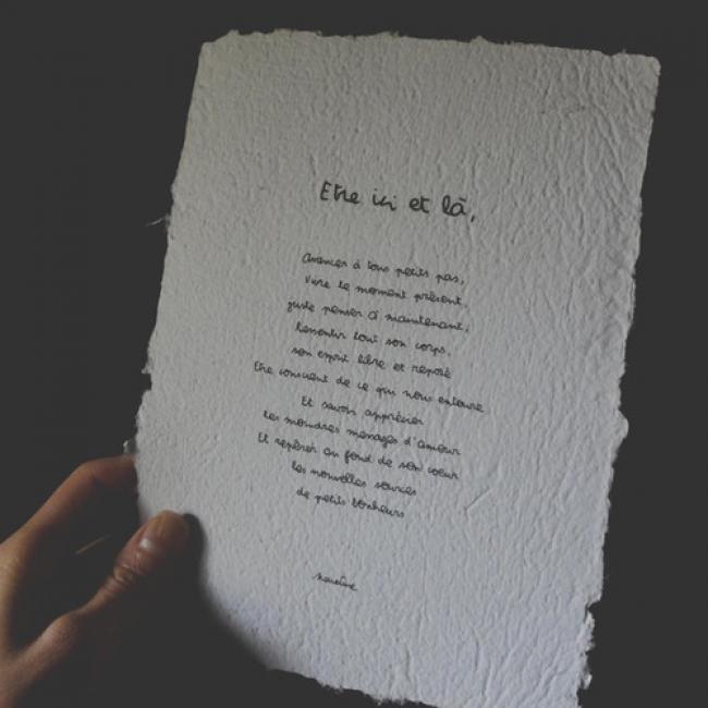 Affichette " Ici et là " - papier fait main