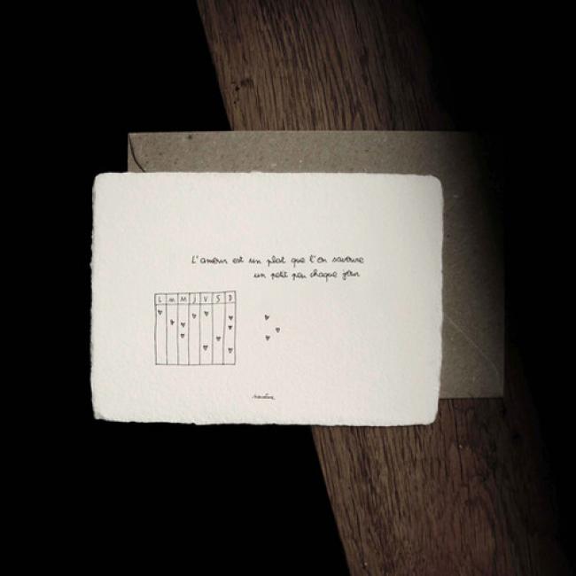 Carte artisanale po&eacute;tuque  |  Plat d'amour