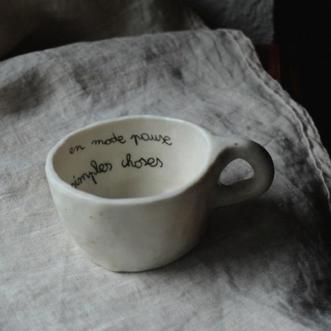 Tasse anse porcelaine - Pause
