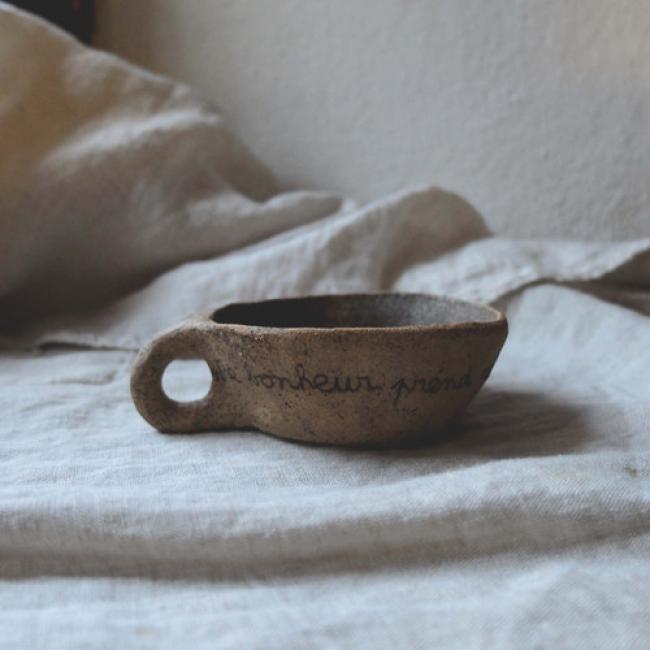 Tasse anse grès - Racine du bonheur