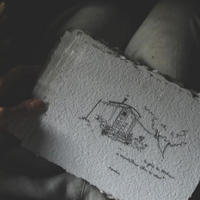 Affichette " Maison bohème " - papier fait main