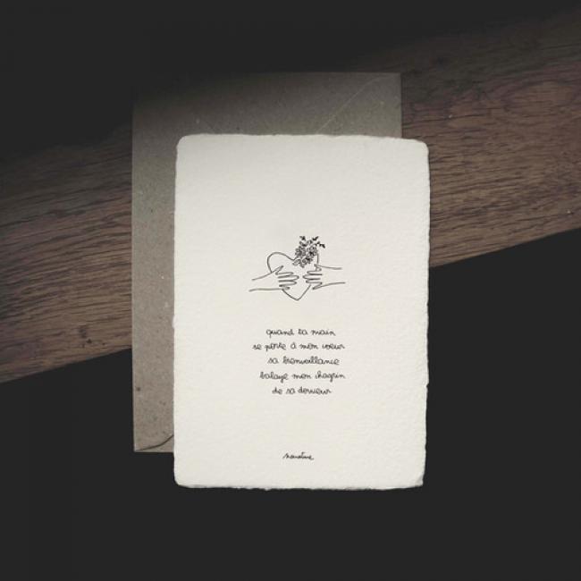 Carte " Ta main sur mon coeur "