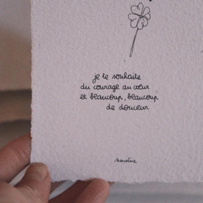 Carte artisanale po&eacute;tique  |  Du courage au coeur
