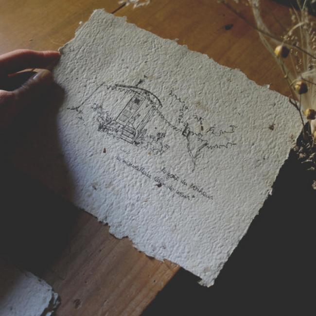 Affichette " Ma maison bohème " - papier fait main