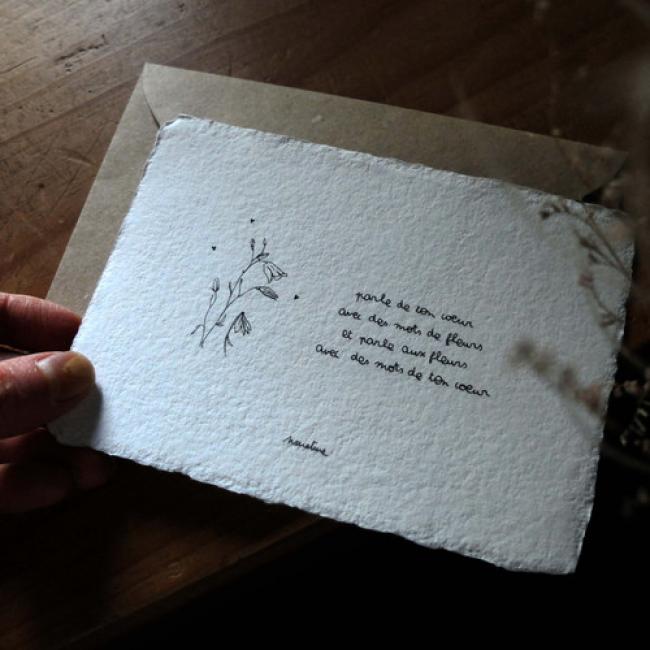 Carte " Fleurs et coeur "