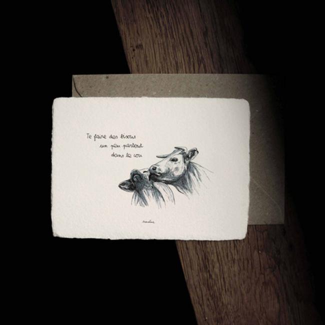 Carte artisanale po&eacute;tique  |  Bisous vache