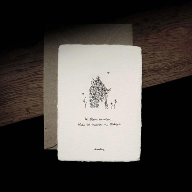 Carte artisanale po&eacute;tique  |  De fleurs en coeur