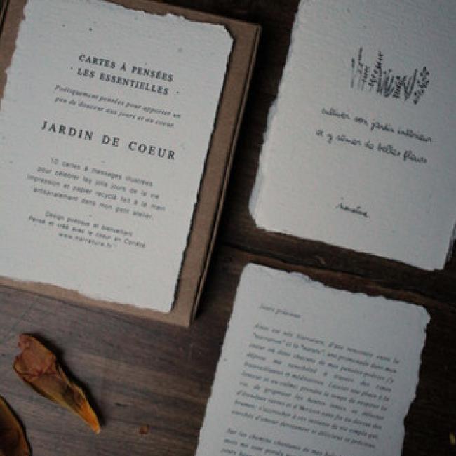 Coffret LES ESSENTIELLES - 10 cartes artisanales po&eacute;tiques  |  Jardin de Coeur