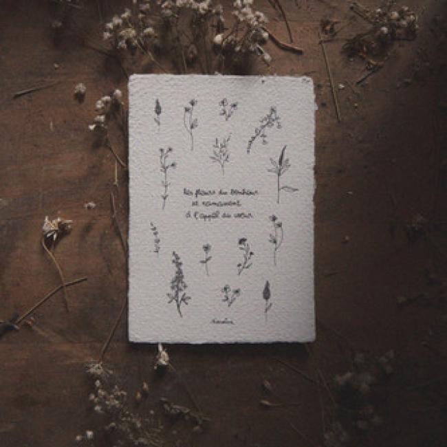 Carte artisanale po&eacute;tique  |  L'appel du coeur