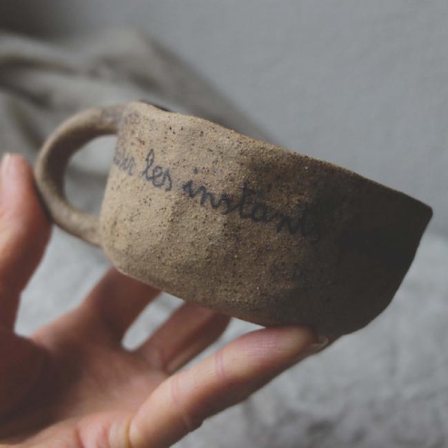 Tasse anse grès - Instants précieux