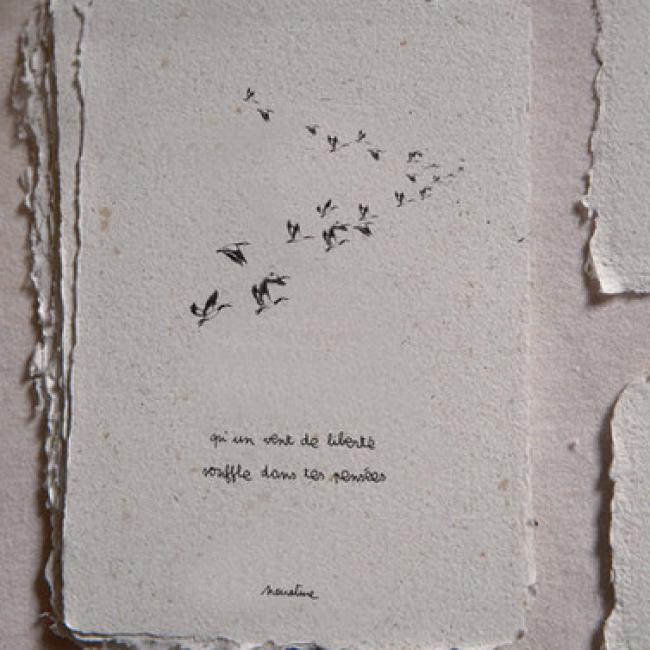 Carte artisanale po&eacute;tique  |  Souffle d'ailleurs - grues
