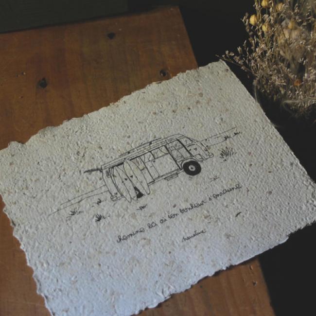 Affichette " La vanlife " - papier fait main