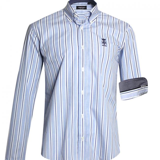 278 CHEMISE ML OTAGO RAYEE BLEU CIEL