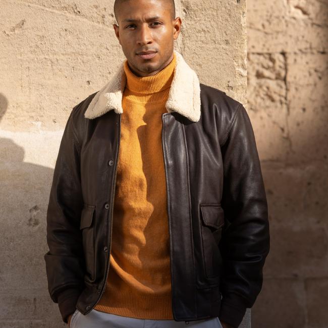 24 RIST VESTE CUIR OTAGO MARRON