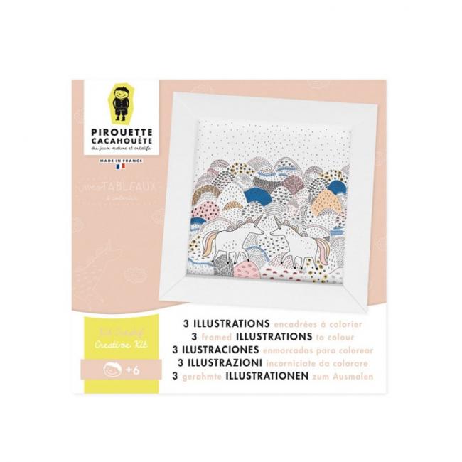 Kit créatif mes Tableaux Licornes à colorier