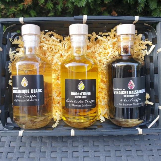Panier Cadeau "huile truffe + 2 vinaigres truffe"