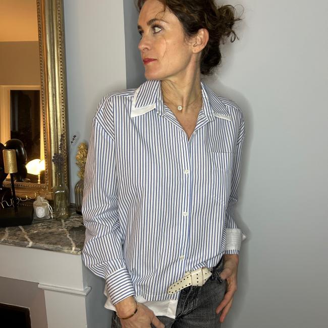 Blouse Marisa rayée fond blanc 