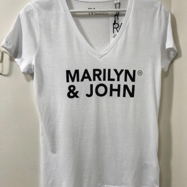 T-shirt FEMME col V, blanc, Marylin & John 