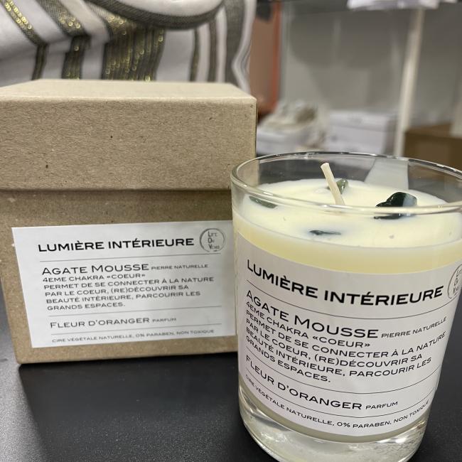BOUGIE LOV AGATE MOUSSE LUMIERE INTERIEURE, fleur d'oranger 
