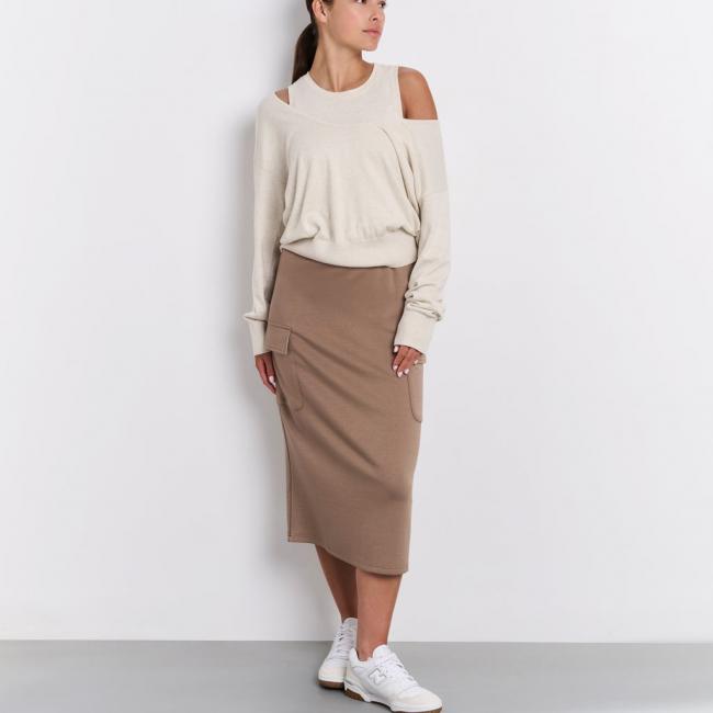Jupe midi cargo en jersey avec taille élastique