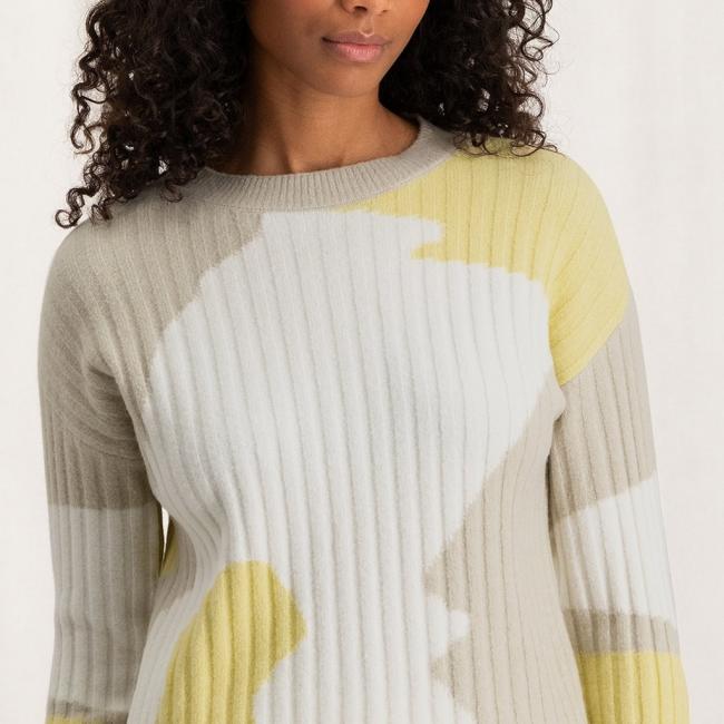 Pull col ras, manches longues, maille jacquard
