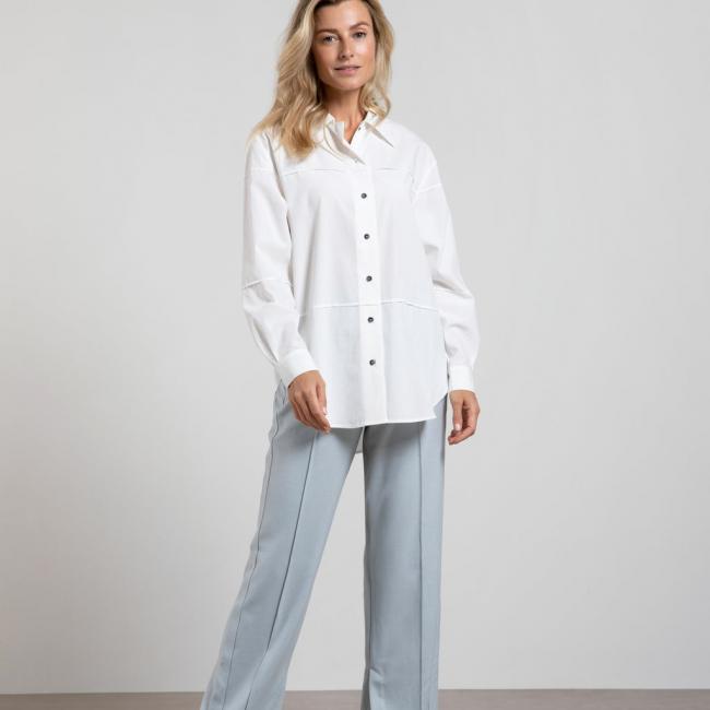 Chemise oversize manches lgs, boutons, coutures apparentes
