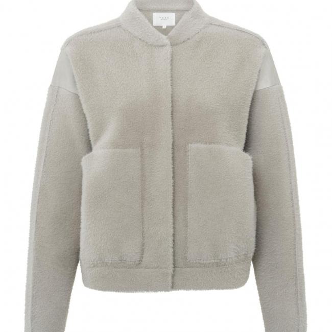 Bomber gris, col montant, manches longues et poches