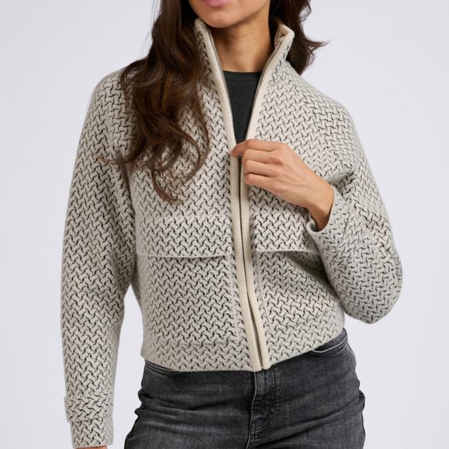 Veste en maille à imprimé, manches longues et zip éclair