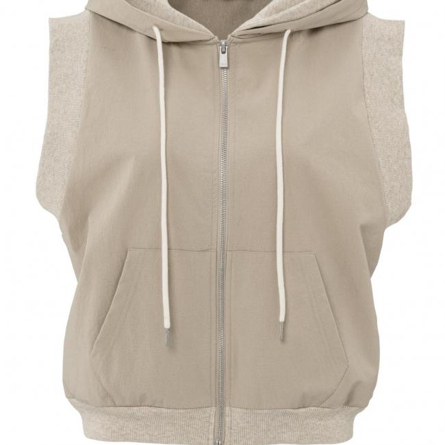 Cardigan sans manches avec capuche et détails contrastants