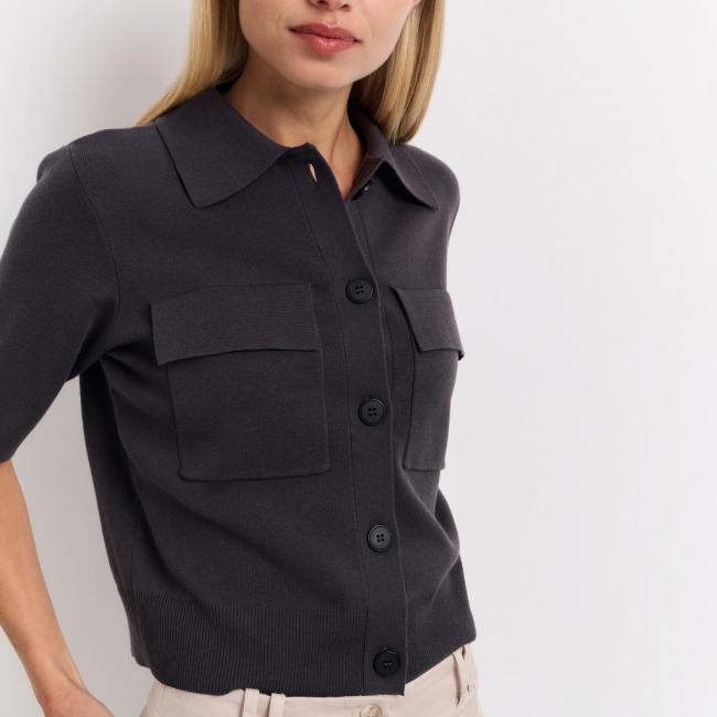 Cardigan à manches avec poches poitrine