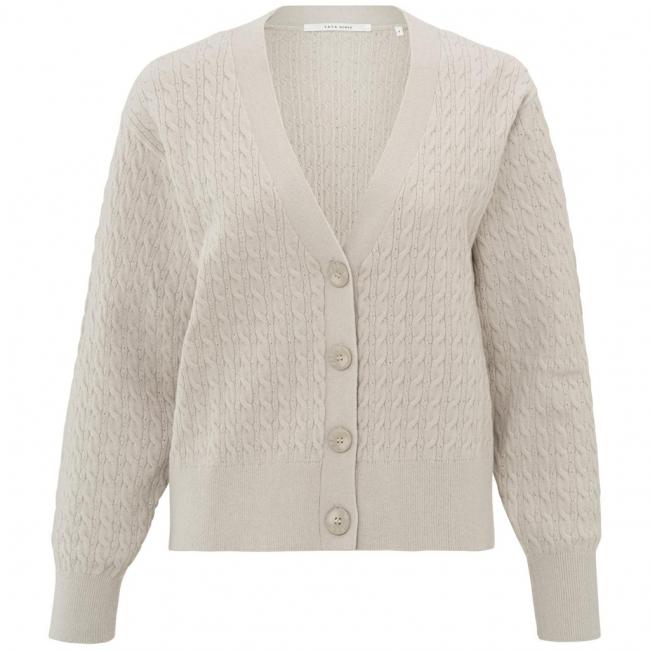 Cardigan en maille torsadée, manches longues et col V profon