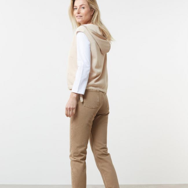 High waist denim trousers with straight leg and pockets