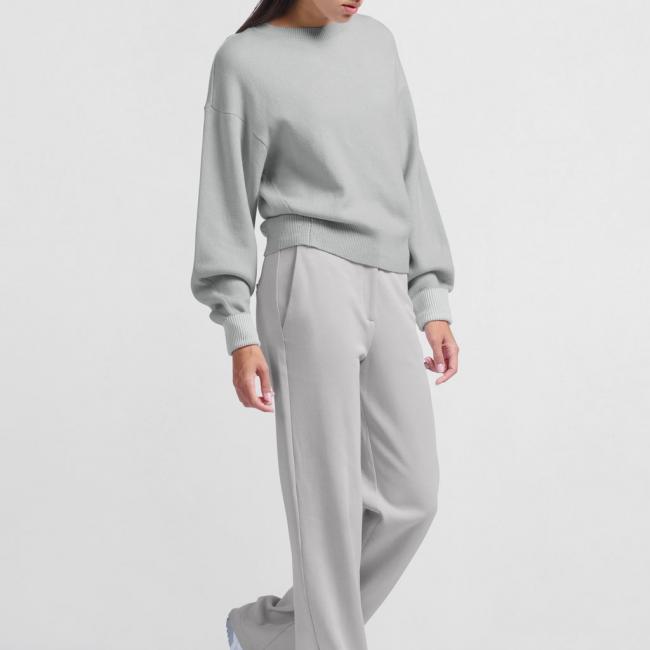 Pantalon large en jersey à taille contrastée