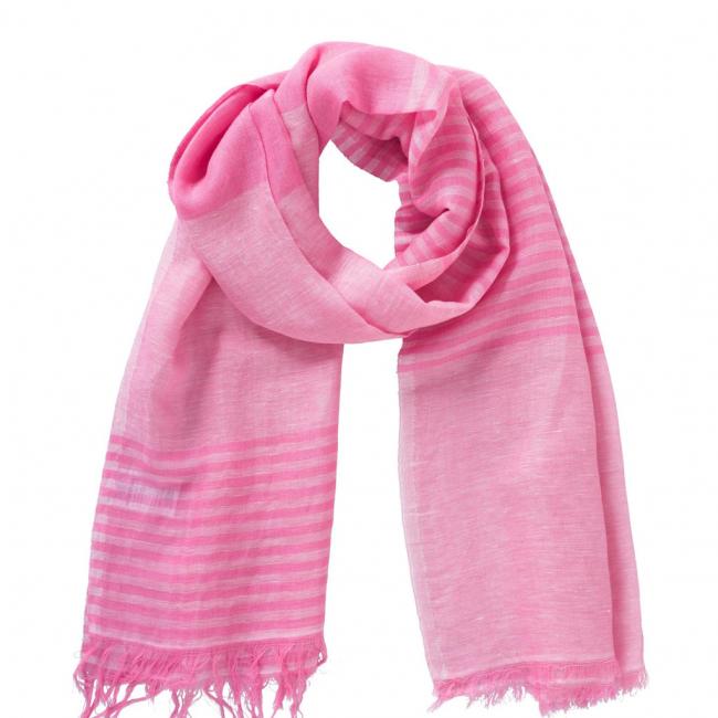 Echarpe jacquard, bords effilochés et rayures