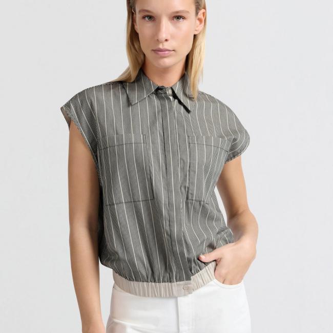 Blouse sans manches avec taille élastique et coupe ample