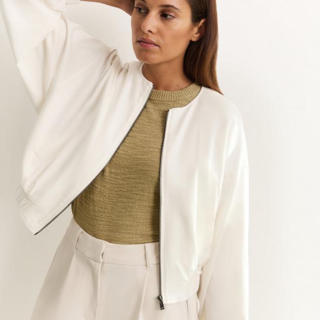 Veste bomber courte avec fermeture éclair