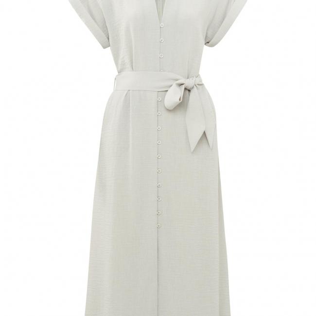 Robe midi à manches courtes avec ceinture à nouer