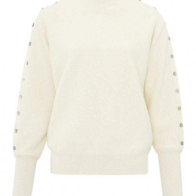Pull col bateau, manches longues avec boutons décoratifs