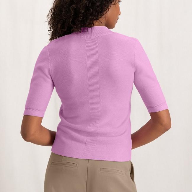 Pull en coton col V, demi-manches avec détails