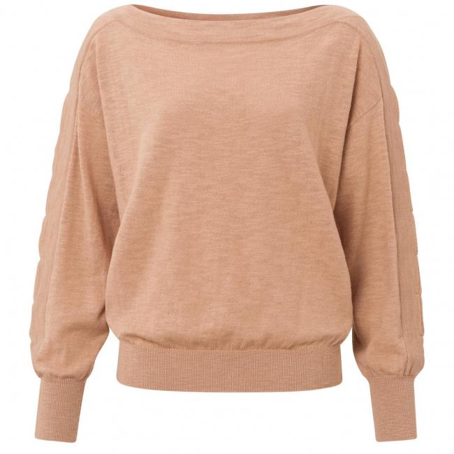 Pull large, col bateau, manches longues, manches froncées