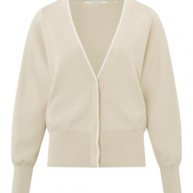 Cardigan col V à boutons, manches longues et rayure