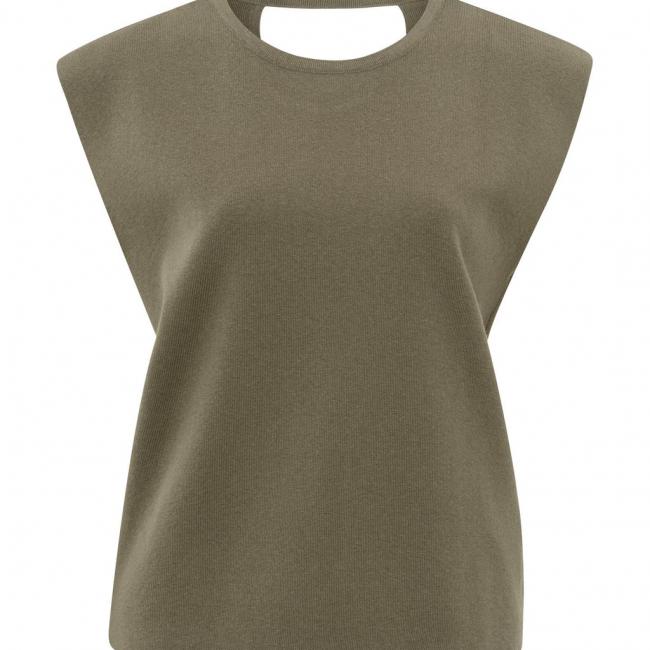Pull sans manches à col rond, coupe droite et dos nu