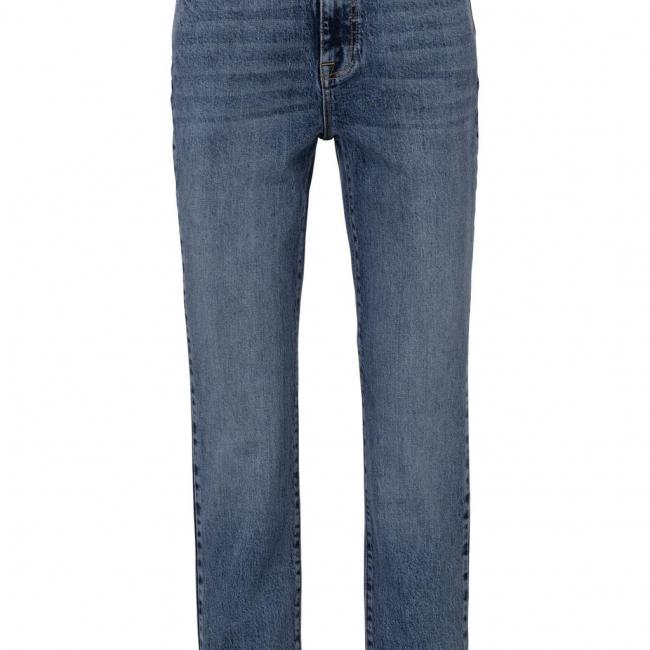 Jean brut taille haute, coupe droite avec poches