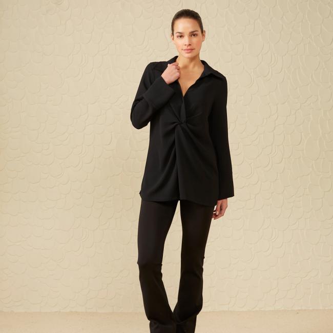 Pantalon en jersey neoprène évasé avec taille élastiquée