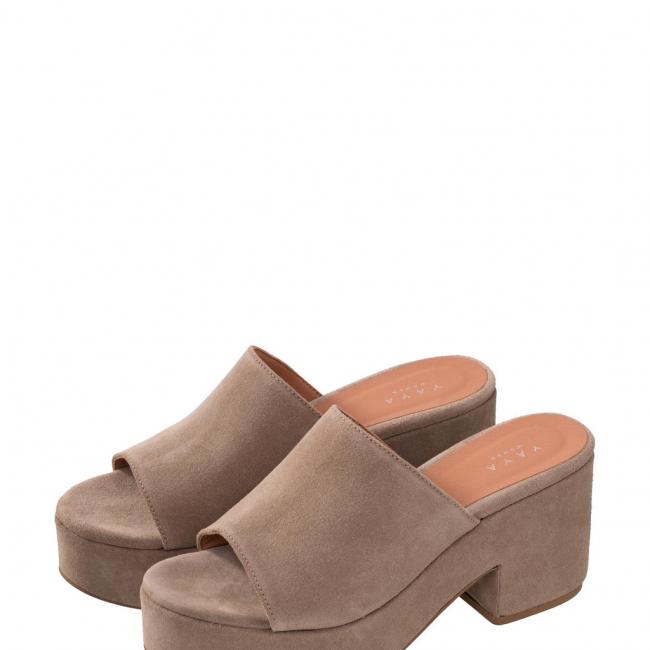 Mules en suédine à grosse semelle
