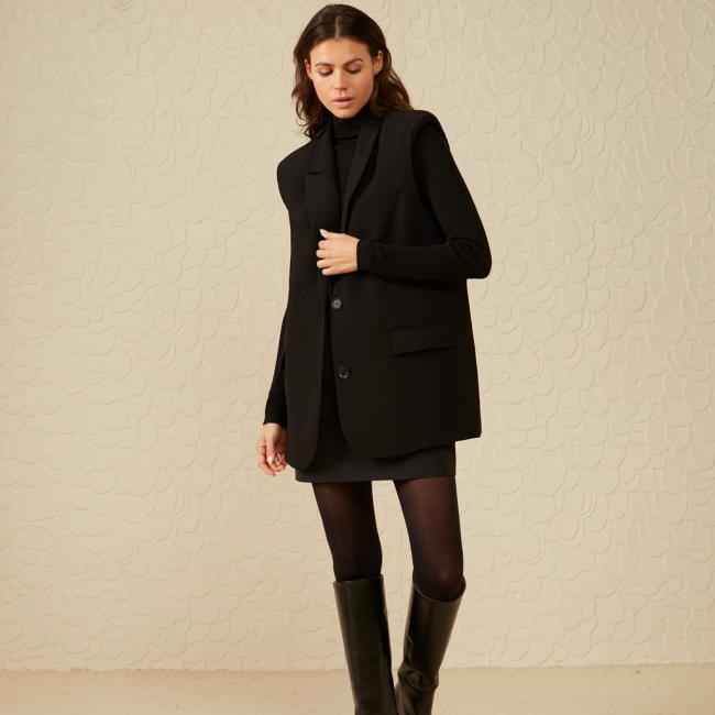 Blazer sans manches avec poches et boutons, coupe oversize