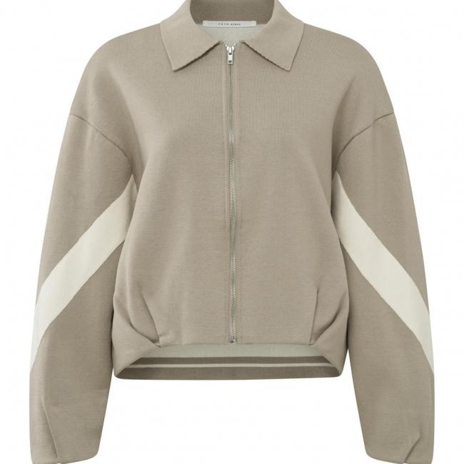 Cardigan avec col, manches longues, fermeture éclair et rayu