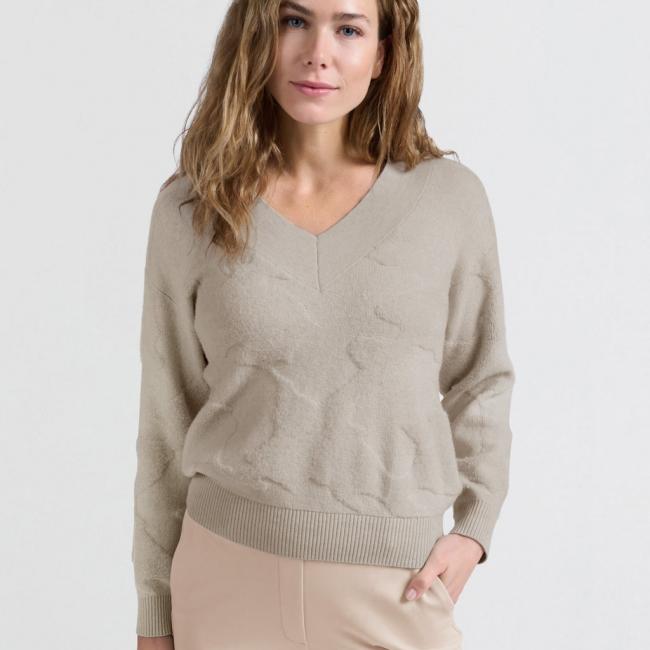 Pull à col en V et motif texturé