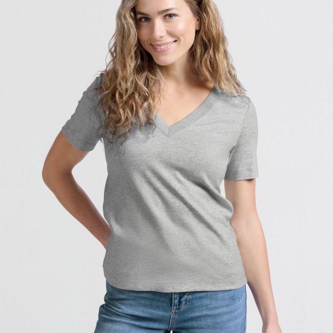 T-shirt basique à col en V et manches courtes