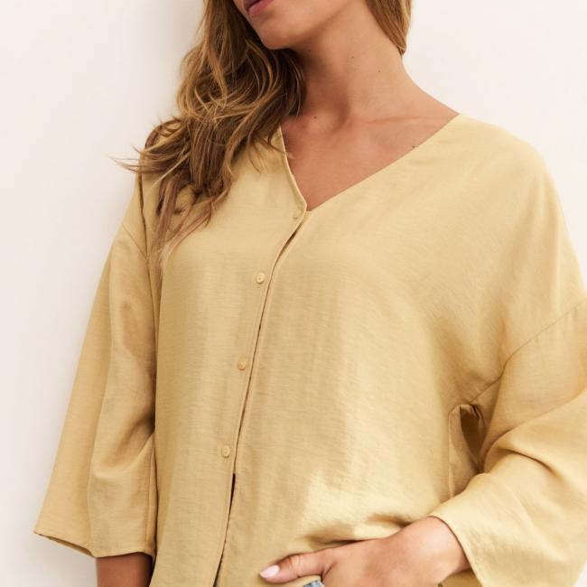 Chemise fluide col V, coupe ample